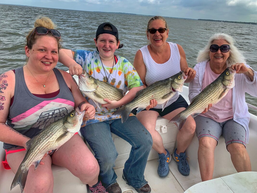 Girls Fishing in Texas Tawakoni Guide Service - Lake Tawakoni Fishing Guide, The Official Striper, Catfish